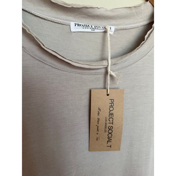 Project Social T Short Sleeve Doe T-Shirt Dress Women’s Size L Gray NWT Linen - Picture 4 of 6